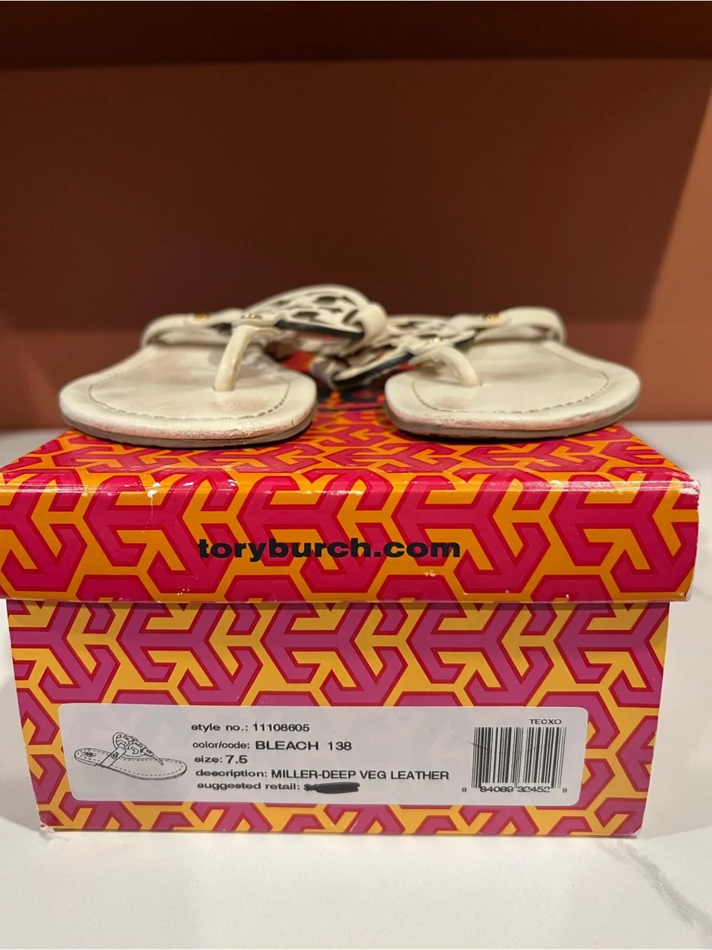 Tory Burch Cream Miller Logo Thong Sandals